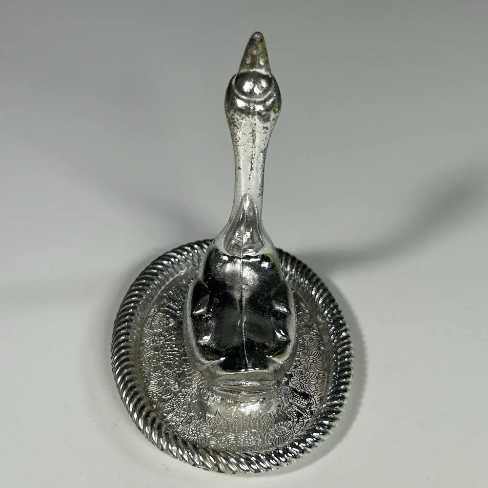 Vintage Swan Silver Plated Ring Holder Trinket Tray Hong Kong READ